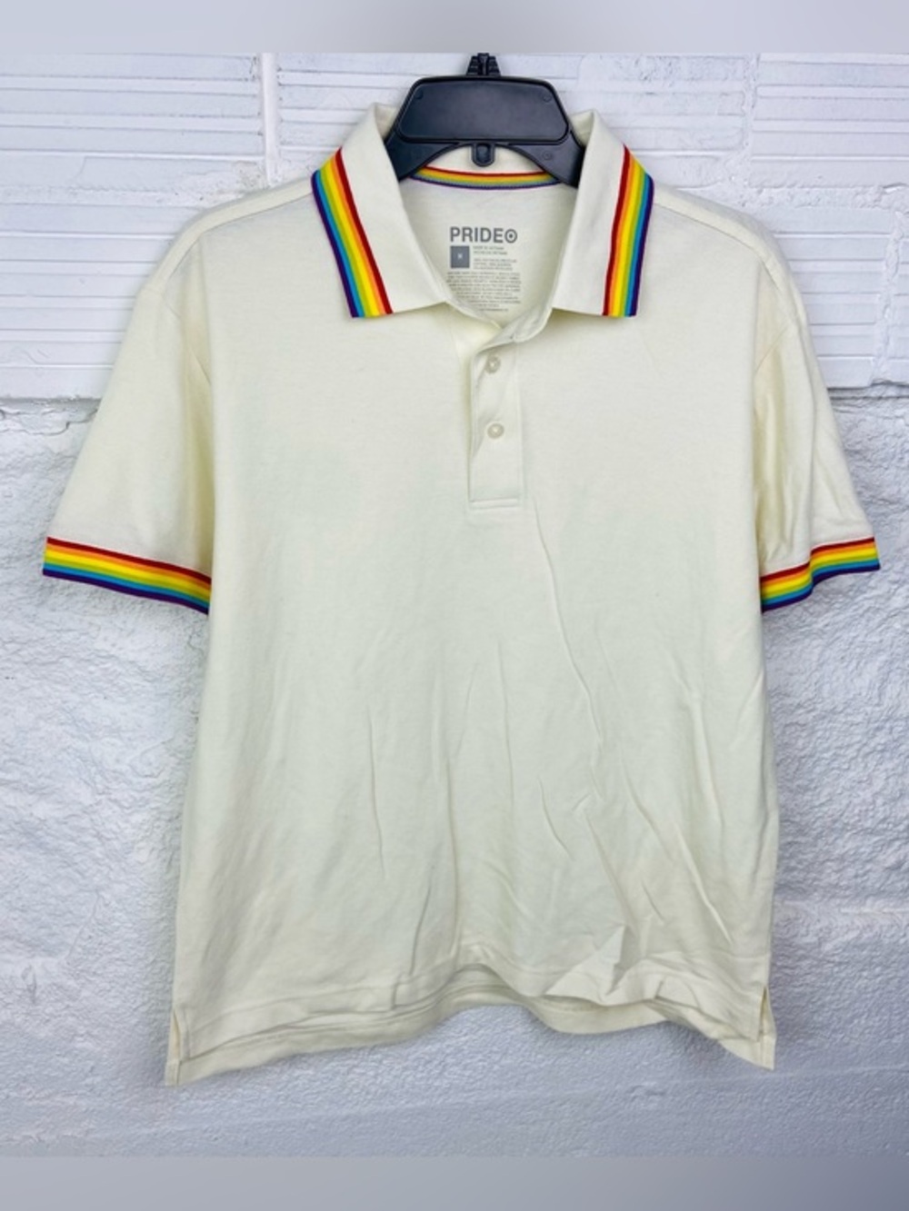 NWT pride Target Cream cotton Polo with Rainbow Trim size medium